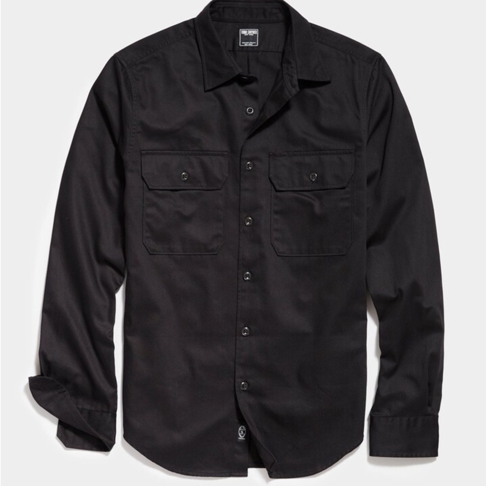 Todd Snyder Two Pocket Utility Long Sleeve Shirt in Black Size Large